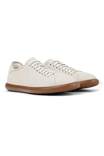 CAMPER Women’s White Leather Lace-Up Sneakers with Comfortable Soles PelotasSoller
