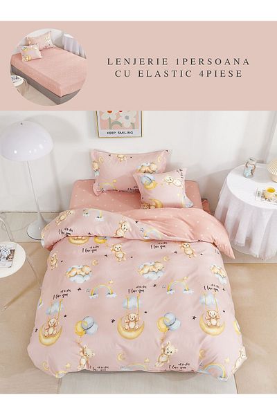 CHIRASO Finet CHIRASO 1 Person Bedding Set, 4 pieces, Fitted Sheet 140x200, teddy bears