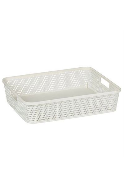 Wonderland Storage/organization basket, with handles, white, 35.5 x 29 x 9 cm