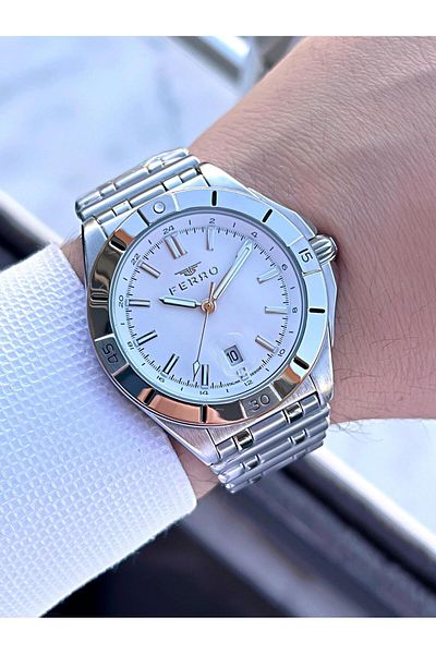 FERRO Steel Cord Engagement and Groom Watch 2 Years Warranty 3 Atm Water Resistant Men Wristwatch 43017A1