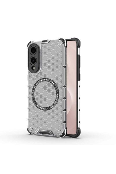 SKYDDAR INNOVATION Case For Samsung Galaxy S25 Edge, Honeycomb Shield Magsafe, White, Sticker Set