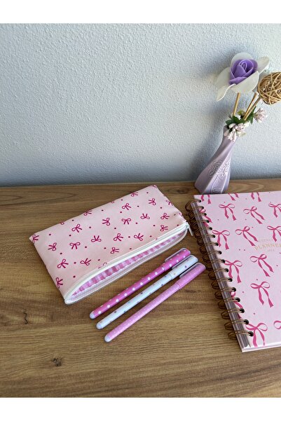 minyaturhayalim Kibar tatlı pembe fiyonklu dikdörtgen kalem kutusu kalemlik a...