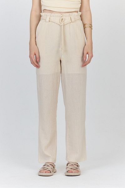 Rays Natural 100% Cotton Lined High Waist Tie Belt Detailed Trousers6941