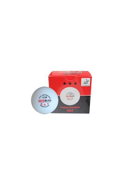 Red Plus Black Professional 3-Star Table Tennis Balls 40+, Red & Black, Box of 4