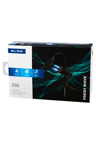 Blow Microfon de studio cu trepied, Blow, >60dB, 110 g, 20HZ - 20kHz, Negru