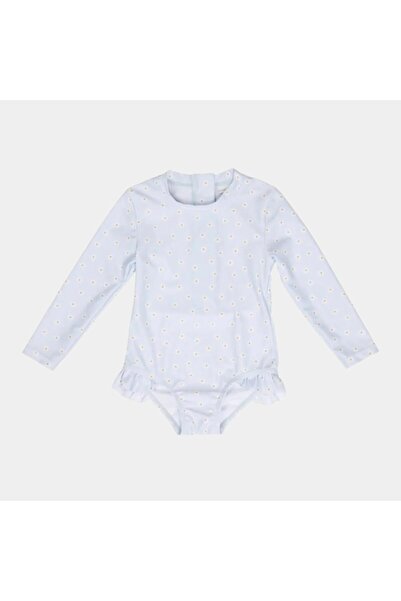 Little Dutch - Costum de baie anti-UV pentru fete, albastru Daisies, mărimea 98-104