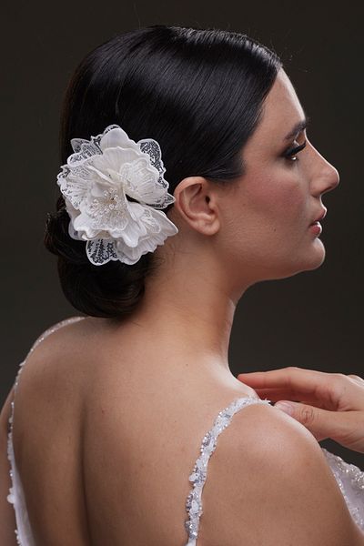 Hayalperest boncuk Double Romantic Tulle and Flower Hair Clips