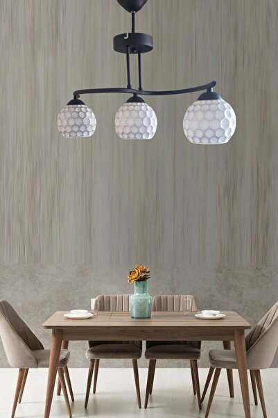 ABAJUR EVİM ilkim 3lü siyah kasa avize