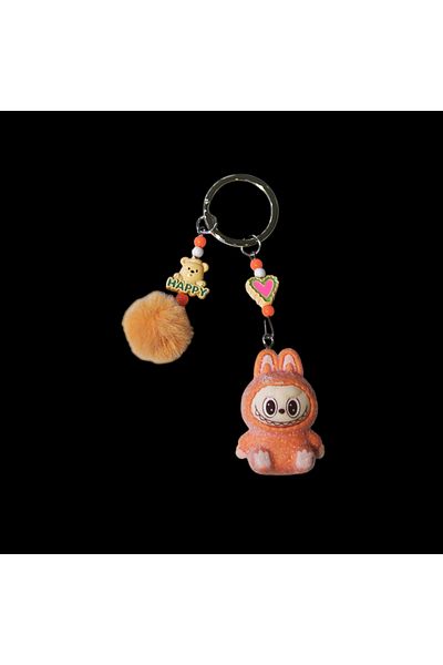Acousticworld Cute Monsters Labubu Furry Keychain Orange