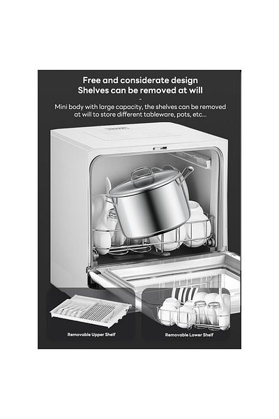 ET-LIFE Countertop Dishwasher, Automatic Dishwasher, 4 Programs, High Temp Disinfection for 8 People