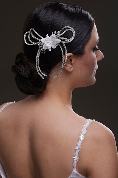 Hayalperest boncuk Stylish Bowknot Form Crystal Bridal Bun Accessory