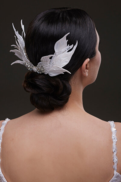 Hayalperest boncuk Swan Elegance Crystal Detailed Bridal Hair Clip