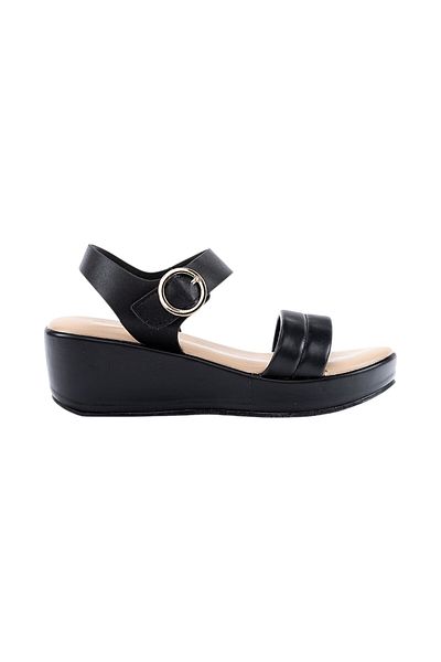 BATA Solid Ankle Strap Wedge Sandals