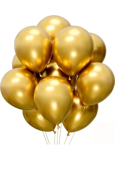 ELGALA Balloon Shiny Metallic Helium Balloon 10 Pieces Gold Color
