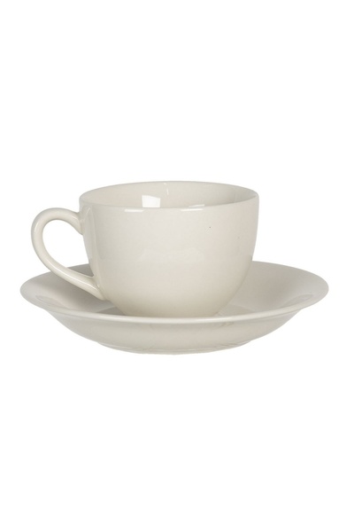 Clayre & Eef Cană ceramică cu farfurie model Ren 15x7 cm, 200 ml