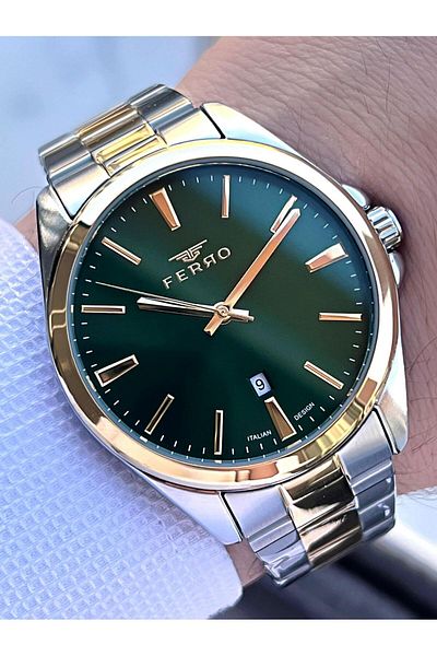 FERRO Steel Cord Engagement and Groom Watch 2 Years Warranty 3 Atm Water Resistant Men Wristwatch 11551A2