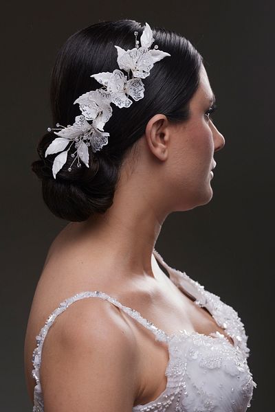 Hayalperest boncuk Side Accessory Flower and Crystal Bridal Hair Clip
