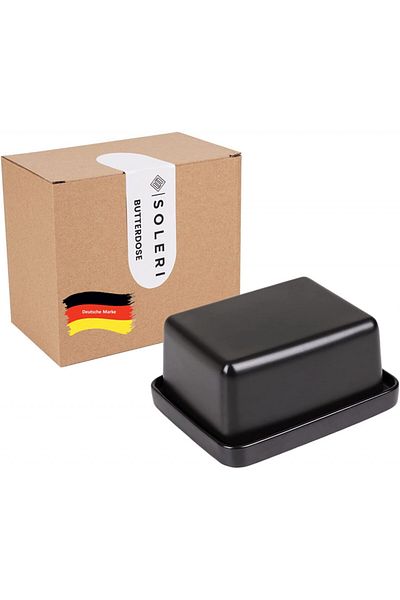 Soleri Butter Dish With Lid, Ceramic, Black, 14.8 X 11.8 X 6 Cm