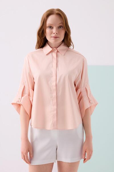 Jus De Pommes SOMON DRAPELİ KATLANABİLİR TUVAKAR KOLLU POPLİN GÖMLEK