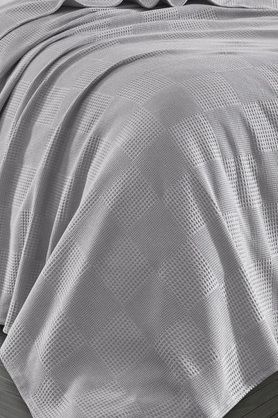 Eponj Home Single 100% Cotton Pique Cover 160X230 cm – Gray with Tile Pattern – Weave Series
