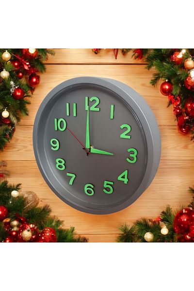 Bahat Phosphorescent 3D Relief Figure Silver Color Children's Room Wall Clock Diameter 22 cm