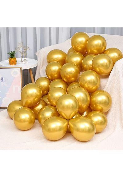 ELGALA Balloon Shiny Metallic Helium Balloon 10 Pieces Gold Color