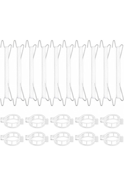 Kioiner Set de 10 cârlige cu 10 cleme și șnur pentru roșii Kioiner, metal/pla...