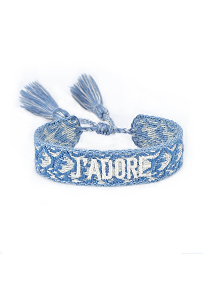 Choice 154J Fashionable JADORE French Charm Bracelet with Bohemian-Inspired Embroidery & Wrist Knitted Emb