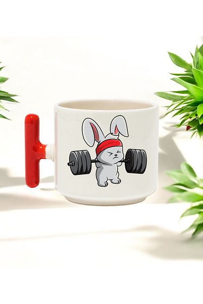 BB TRADE Halter Design Red T-Handle Ceramic Printed Mug 250 ml