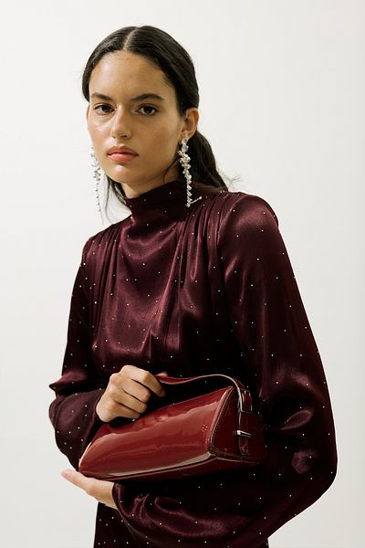 Manuka Prism Form Patent Leather Bag Bordo