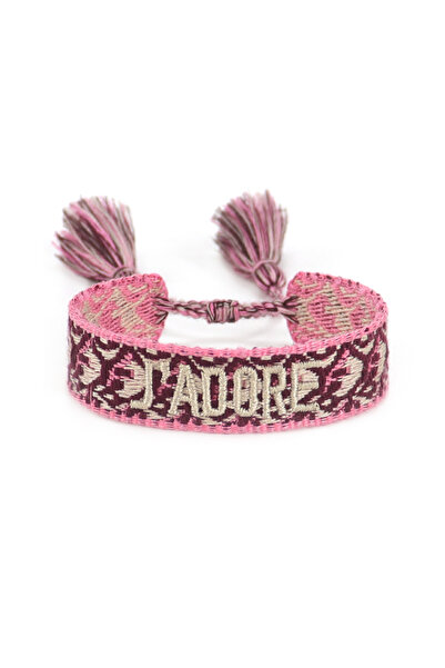 Choice 57J Fashionable JADORE French Charm Bracelet with Bohemian-Inspired Embroidery & Wrist Knitted Embe