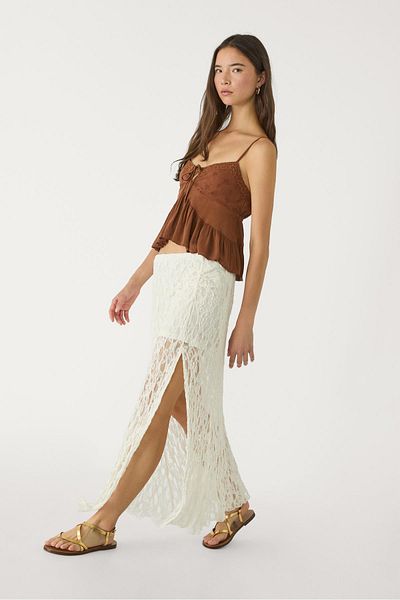 Stradivarius Midi lace skirt with pleats