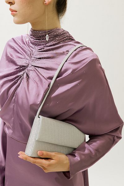 Manuka Shiny Covered Evening Bag Silver