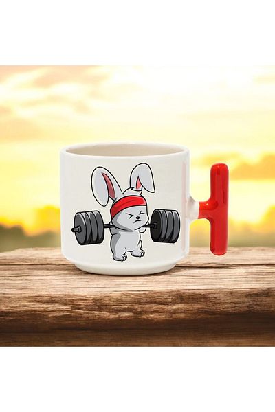 BB TRADE Halter Design Red T-Handle Ceramic Printed Mug 250 ml
