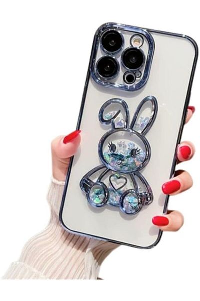 Generic Rabbit Cartoon Case Compatible with iPhone 13 Pro Max Full Lens Camera Protection Glitter