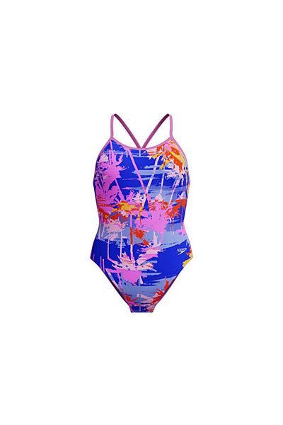 SPEEDO Costum de baie pentru fete SPEEDO ALOV DIGI VBK 1PC JF BLUE/PINK 8-1284618199 Albastru