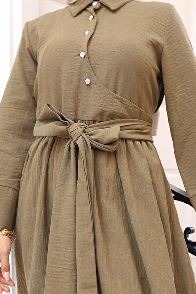 benguen Φόρεμα Hijab με δεμένη μέση Khaki 2304