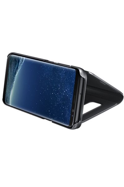 OEM Husă compatibilă cu Samsung Galaxy S8 Plus, protecție Flip Cover, Clear View, oglindă, suport, neagră