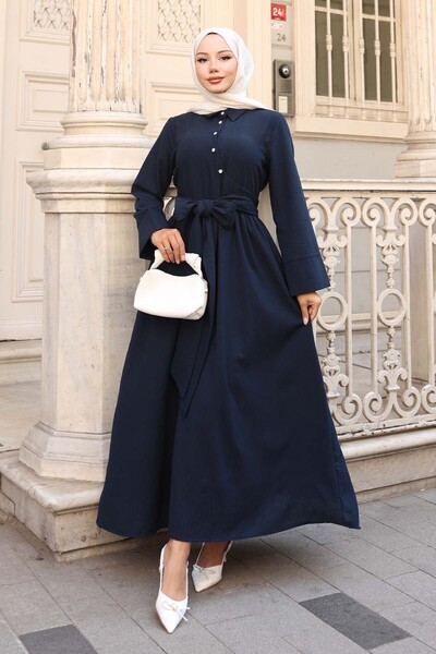 benguen Φόρεμα Hijab με δεμένη μέση Navy Blue 2304
