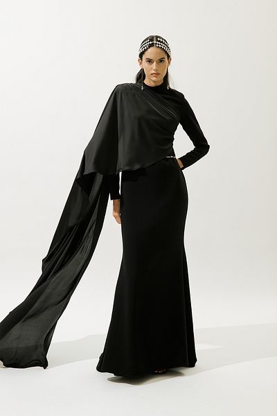 Manuka Lana Cape Evening Dress Black