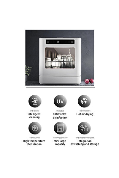 ET-LIFE Countertop Dishwasher, Automatic Dishwasher, 4 Programs, High Temp Disinfection,for 8 People