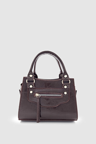 Wuclo Vorla Fermuar ve Püskül Detaylı Çapraz Çanta Acı Kahve