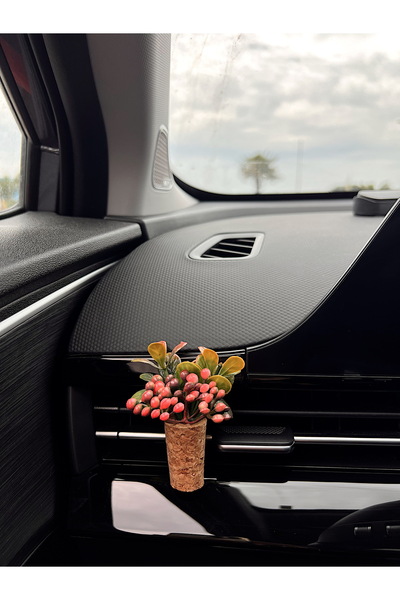 Mi-ÇA HOME عطر السيارة الصغيرة المزخرفة | زخرفة مكيف الهواء الأوتوماتيكي على شكل زهرة فطر مصنوعة يدويًا | موزع روائح عطر (غير معطر) وردي