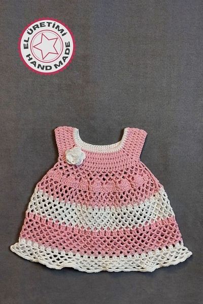 Uretti - Talia 8659 6059 Hand Knitted Cotton Thread Girl's Dress - Age 2 / Pink