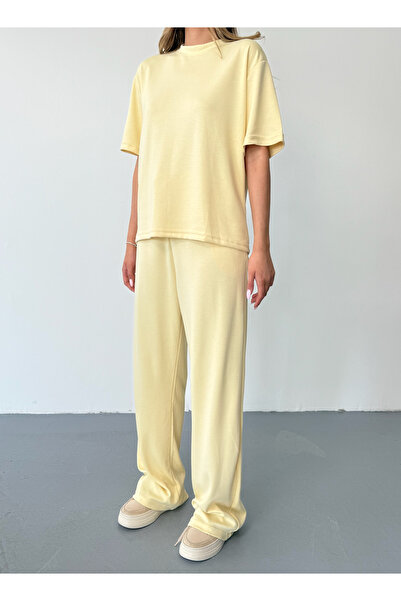 BEJNA Női sárga modális rövid ujjú, puha tapintású sportkészlet