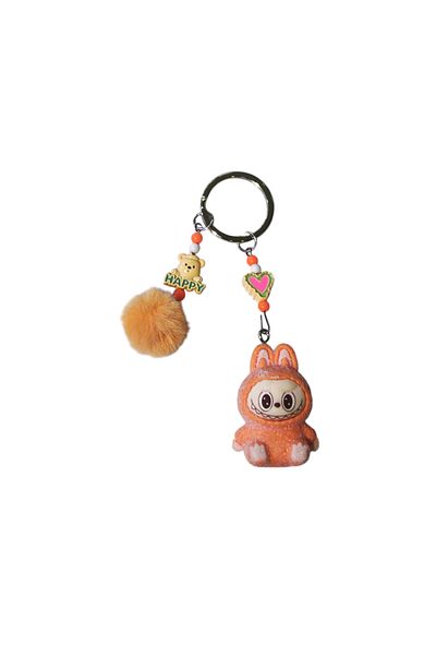 Acousticworld Cute Monsters Labubu Furry Keychain Orange