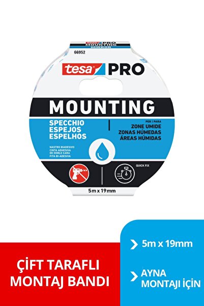 Tesa Çift Taraflı Montaj Bandı - tesa PRO 66952 Ayna Montaj Bandı, 5m x 19mm