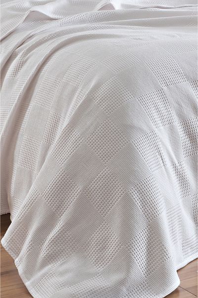 Eponj Home Single 100% Cotton Pique Cover 160X230 cm – White with Tile Pattern – Weave Series
