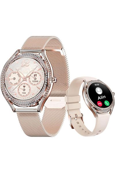 QuTek Pretty Lady women's smartwatch, metal and silicone bracelet, dialing, notifications, heart rate
