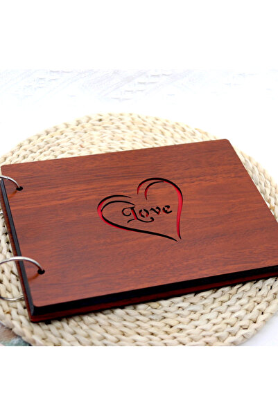 PYKA HOME SHOP Άλμπουμ φωτογραφιών, με μαύρα φύλλα, ξύλινο εξώφυλλο, 21 x 16 cm